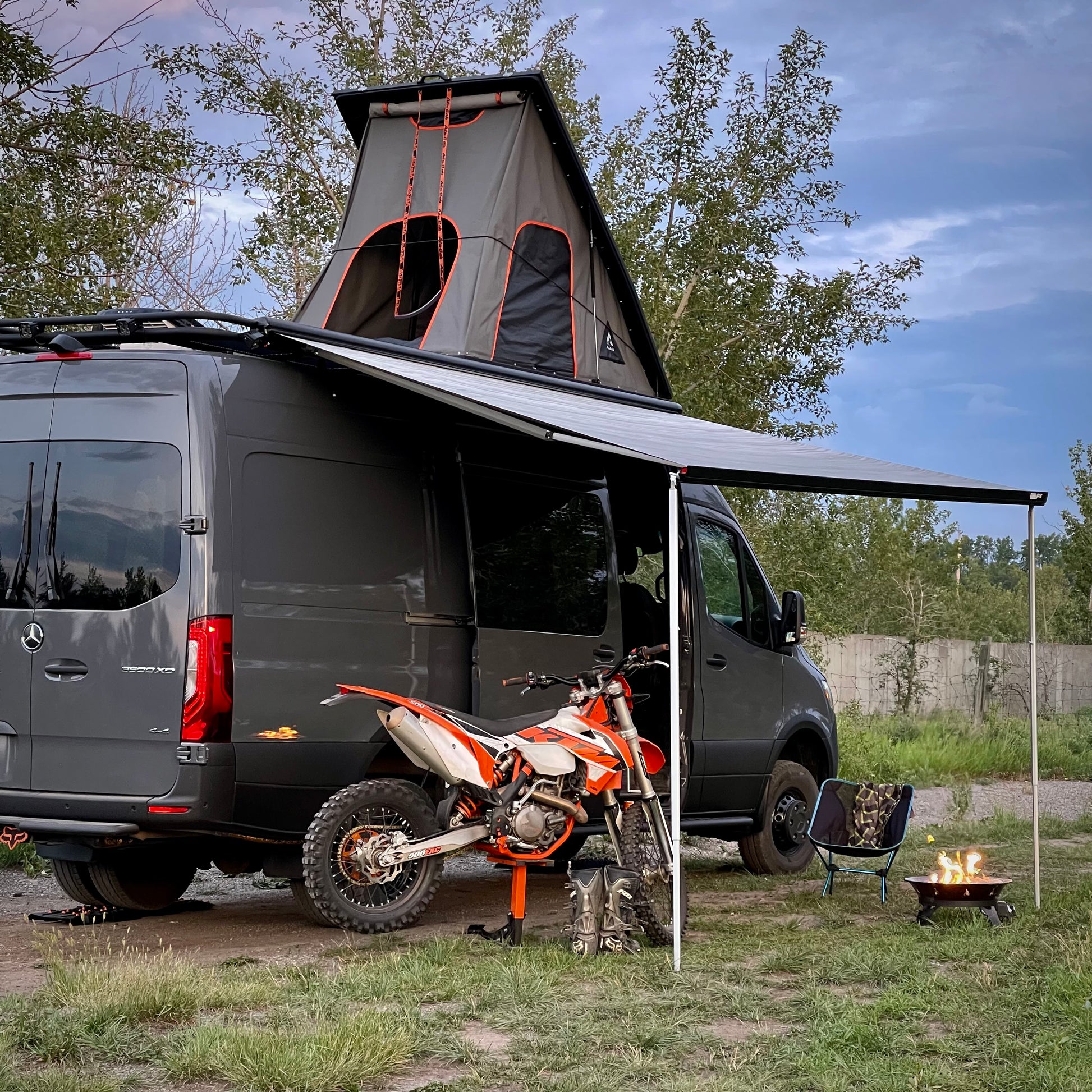Keep gear dry under the Fiamma awning.