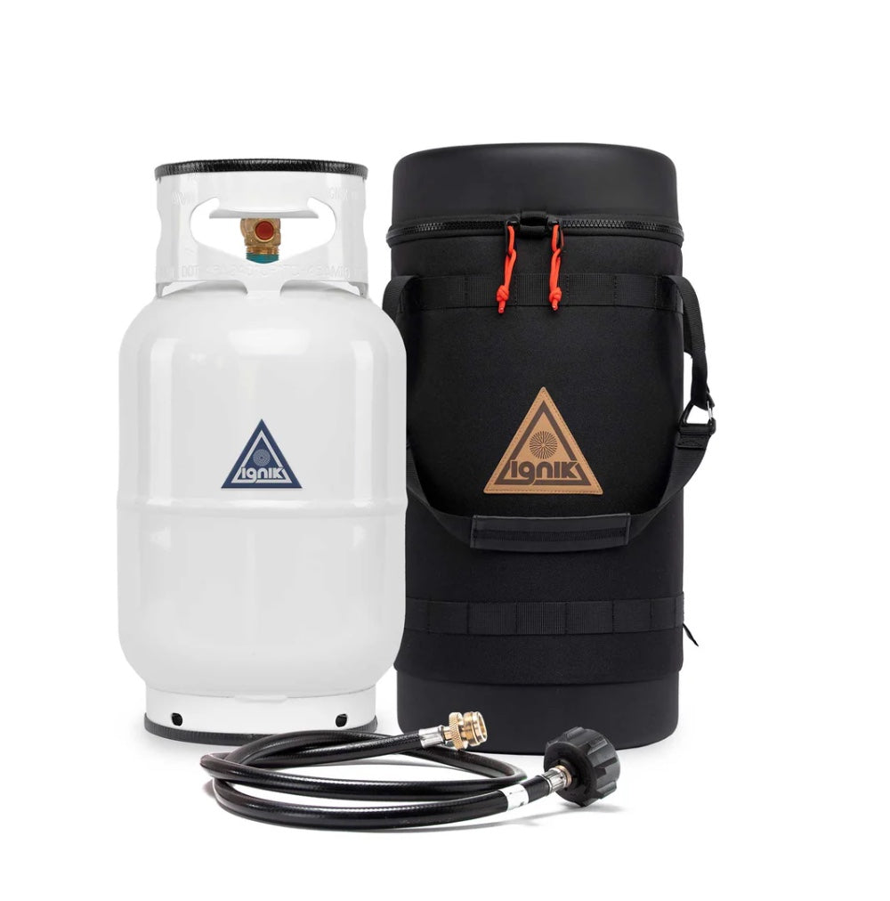IGNIK - Gas Growler X Deluxe Black - 10L Refillable Steel Propane Tank with Case & Adapter Hose