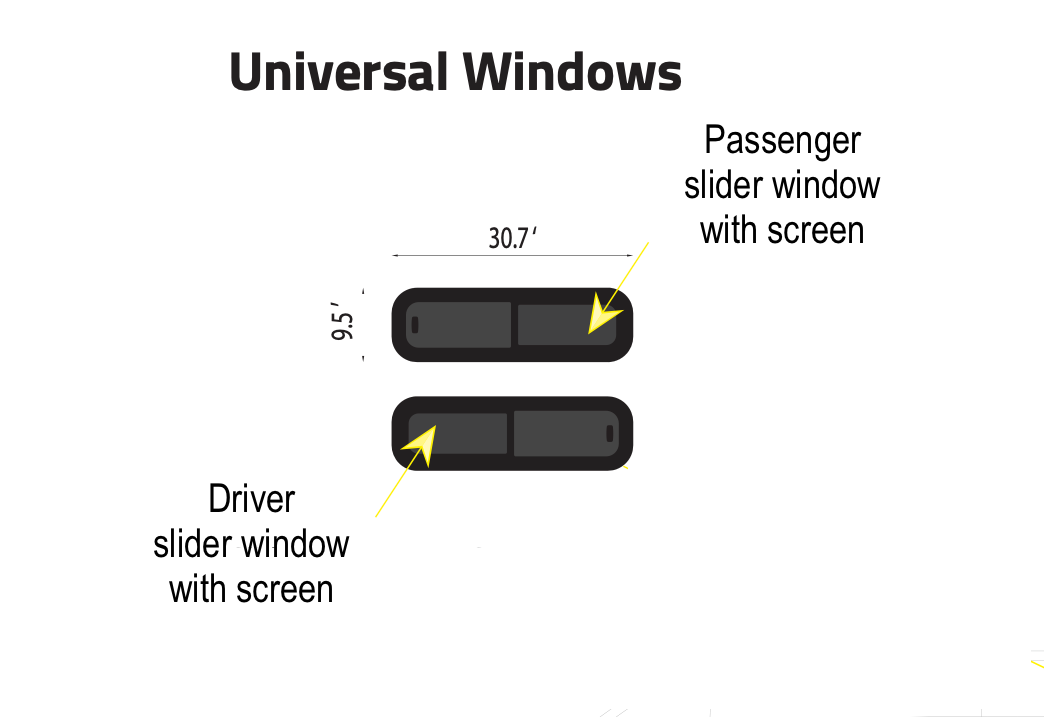 WINDOWS: AM Auto Universal Slider Window 30" x 10"