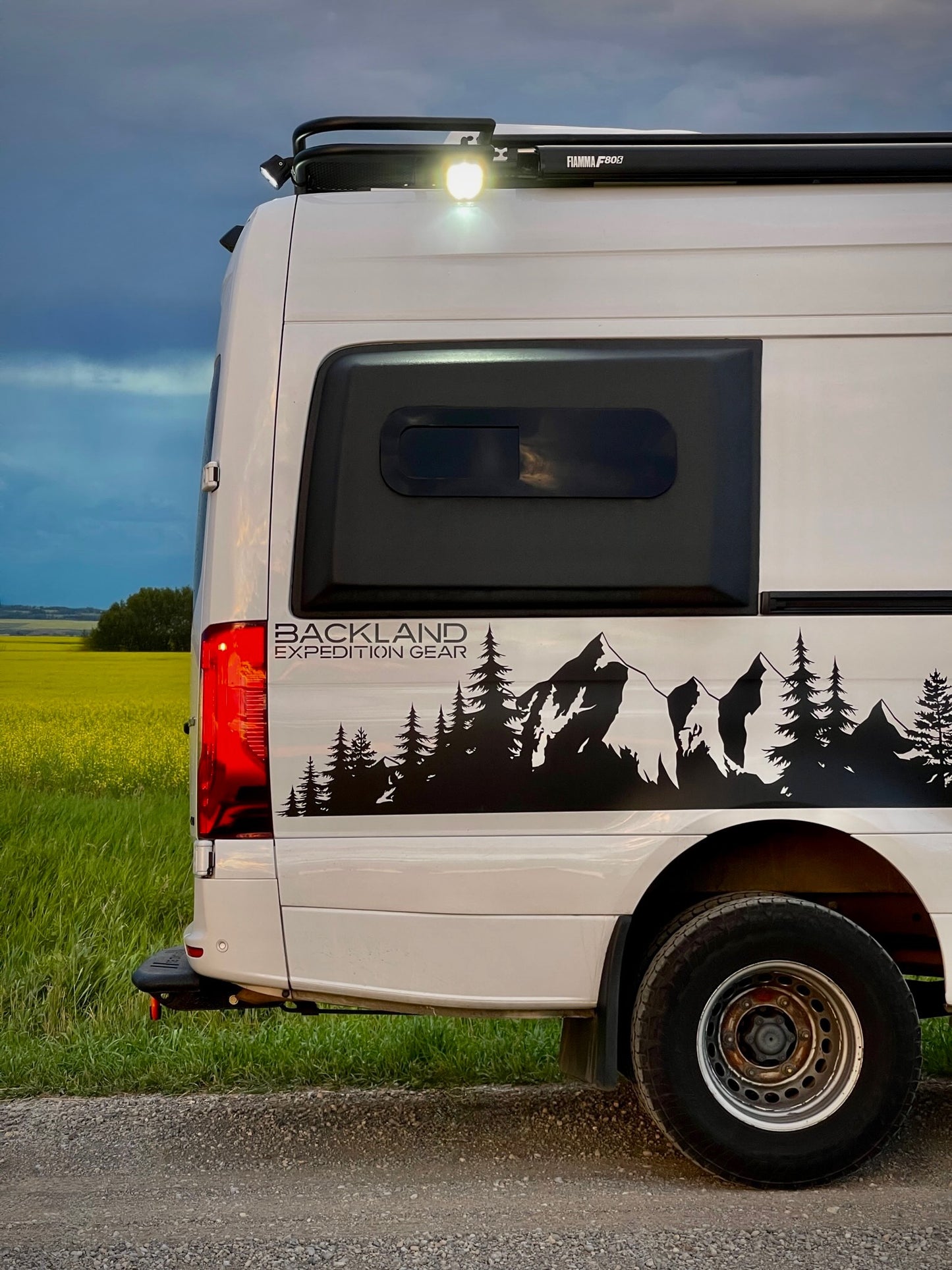 AMA Sliding window installed on a ClimateCor Pod on a Backland Expedition Gear vehicle.