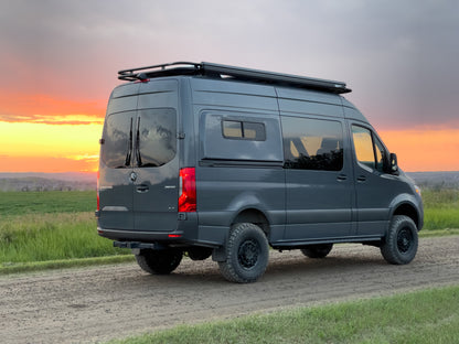 Side view of Eagle Series sprinter roof rack
