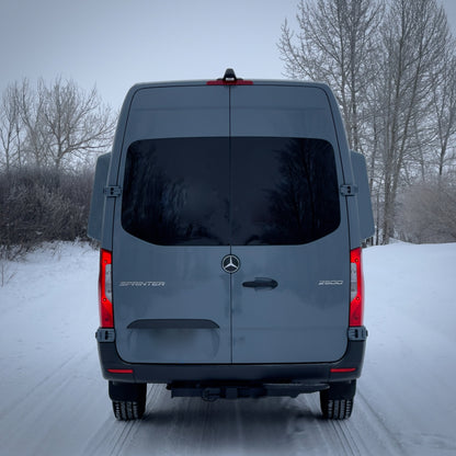 Rear view of van with ClimateCore Extended Depth pods on both sides.