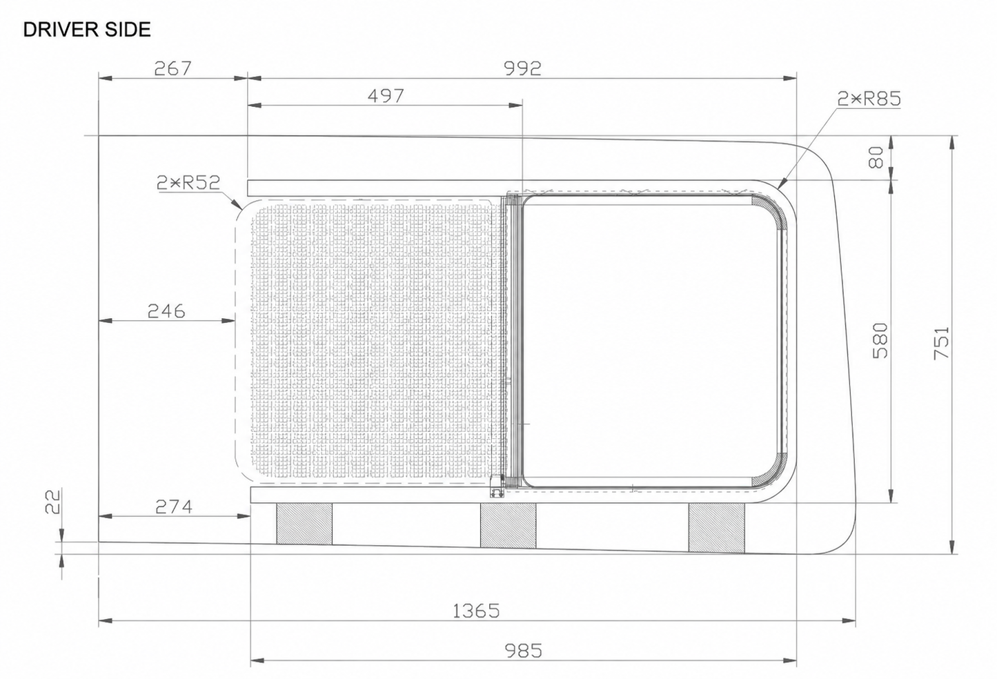 WINDOWS: AM Auto - Ford Transit 130, 148 & 148 Ext - Half Slider Window
