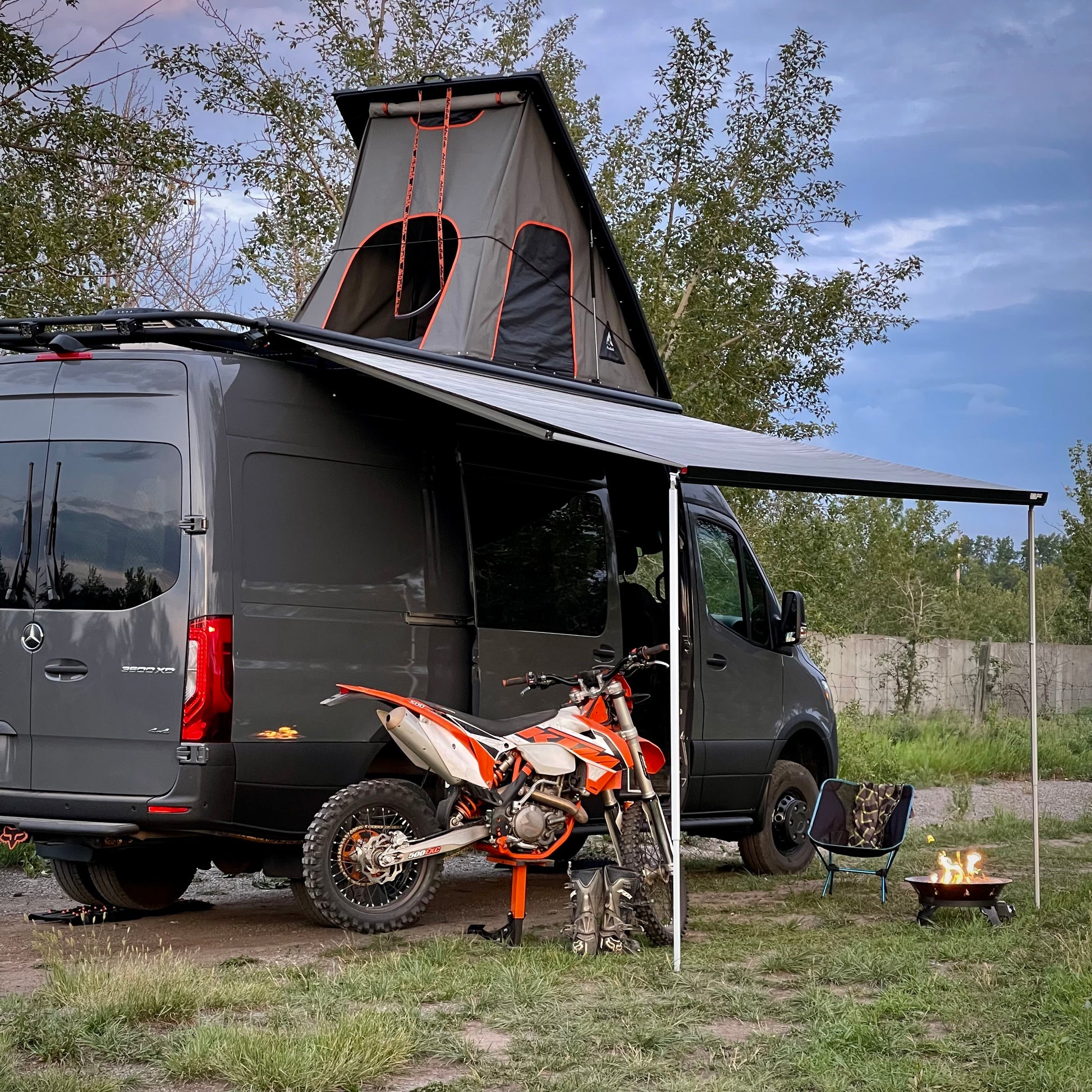 Keep gear dry under the Fiamma awning.