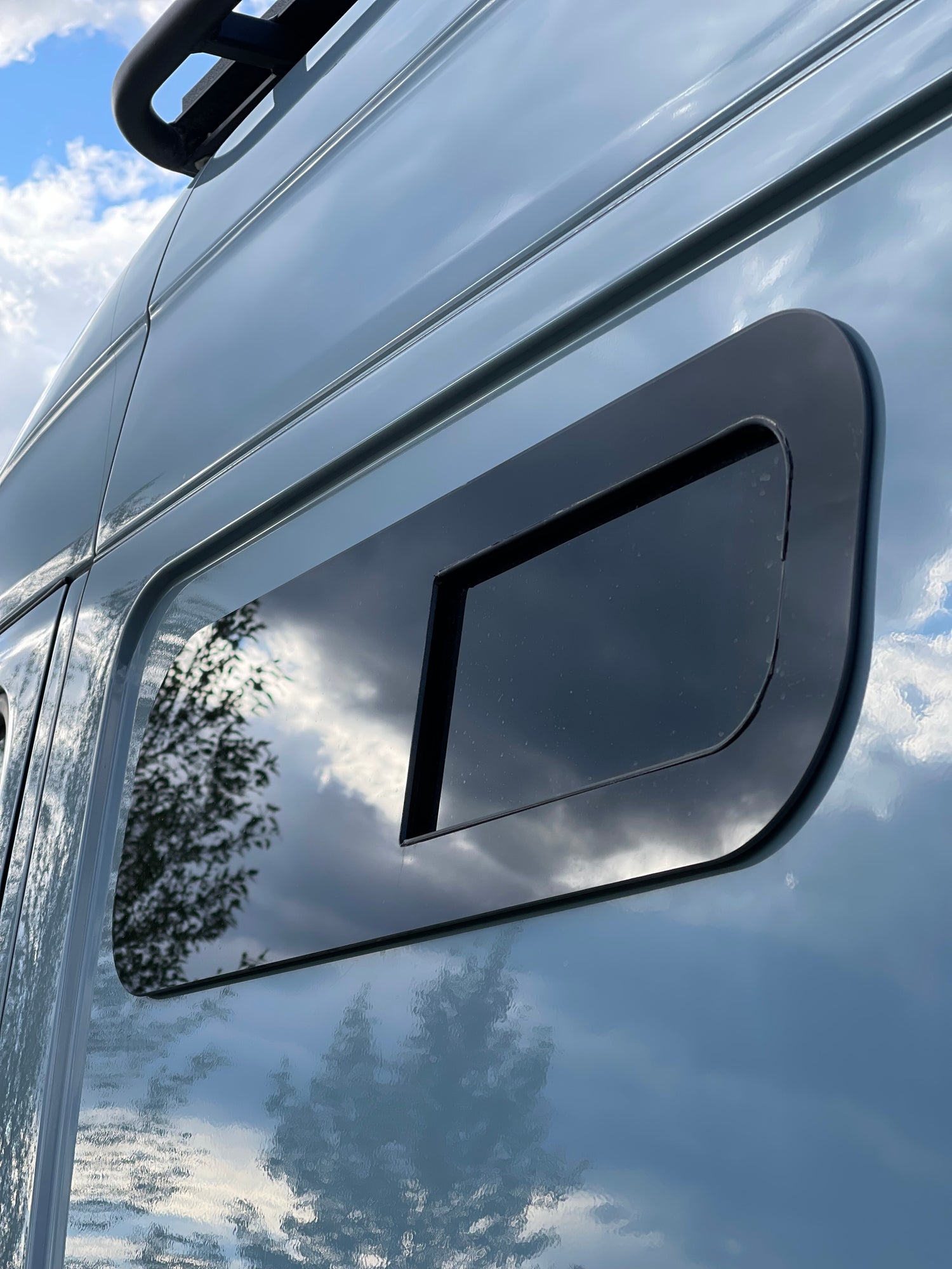 Close up of the Sliding Van Window on a Sprinter.