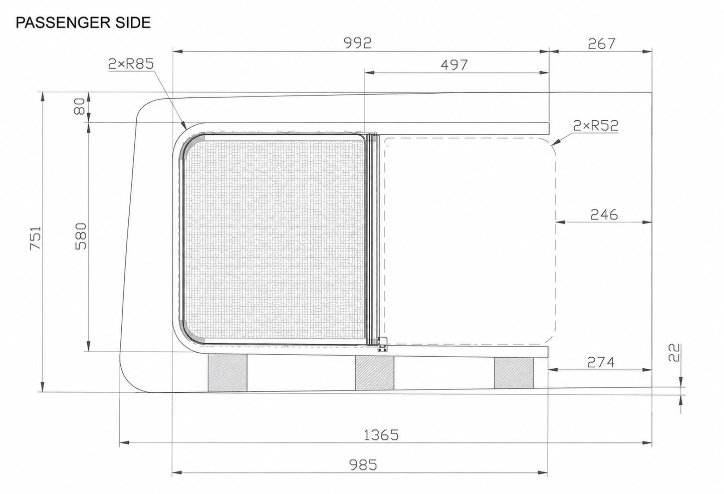 WINDOWS: AM Auto - Ford Transit 130, 148 & 148 Ext - Half Slider Window