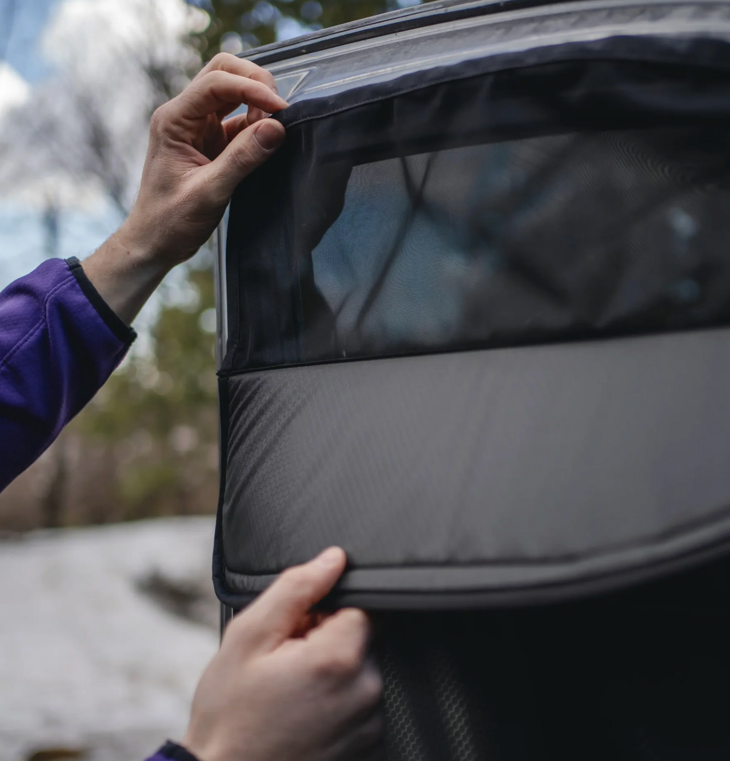 Overnight Van Supplies: Window covers Transit 2020+ front-cabin (passenger/driver and windshield) sunshade curtain kit (medium/high roof)