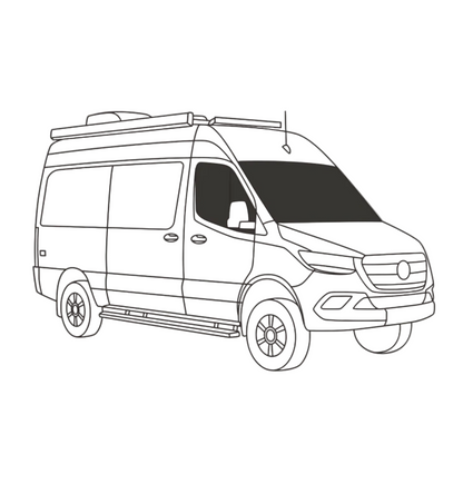 Overnight Van Supplies: Window covers Sprinter 2025+ front-cabin (passenger/driver and windshield) sunshade curtain kit (medium/high roof)