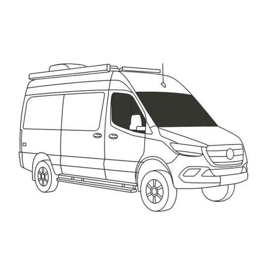 Overnight Van Supplies: Window covers Sprinter 2025+ front-cabin (passenger/driver and windshield) sunshade curtain kit (medium/high roof)