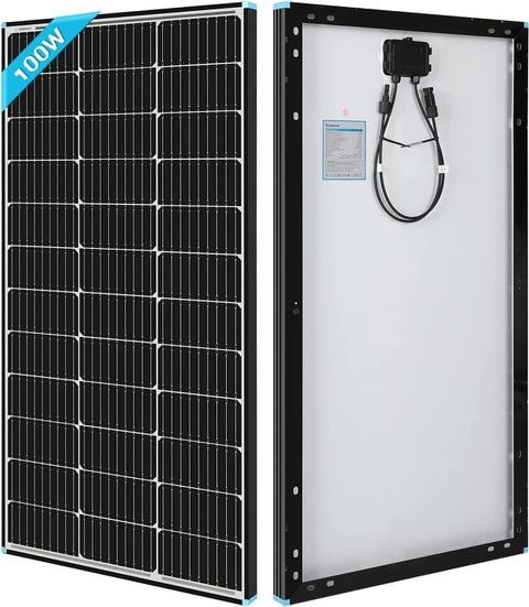 Solar Panel: Renogy 100 Watt 12V System, Monocrystalline, Black Frame