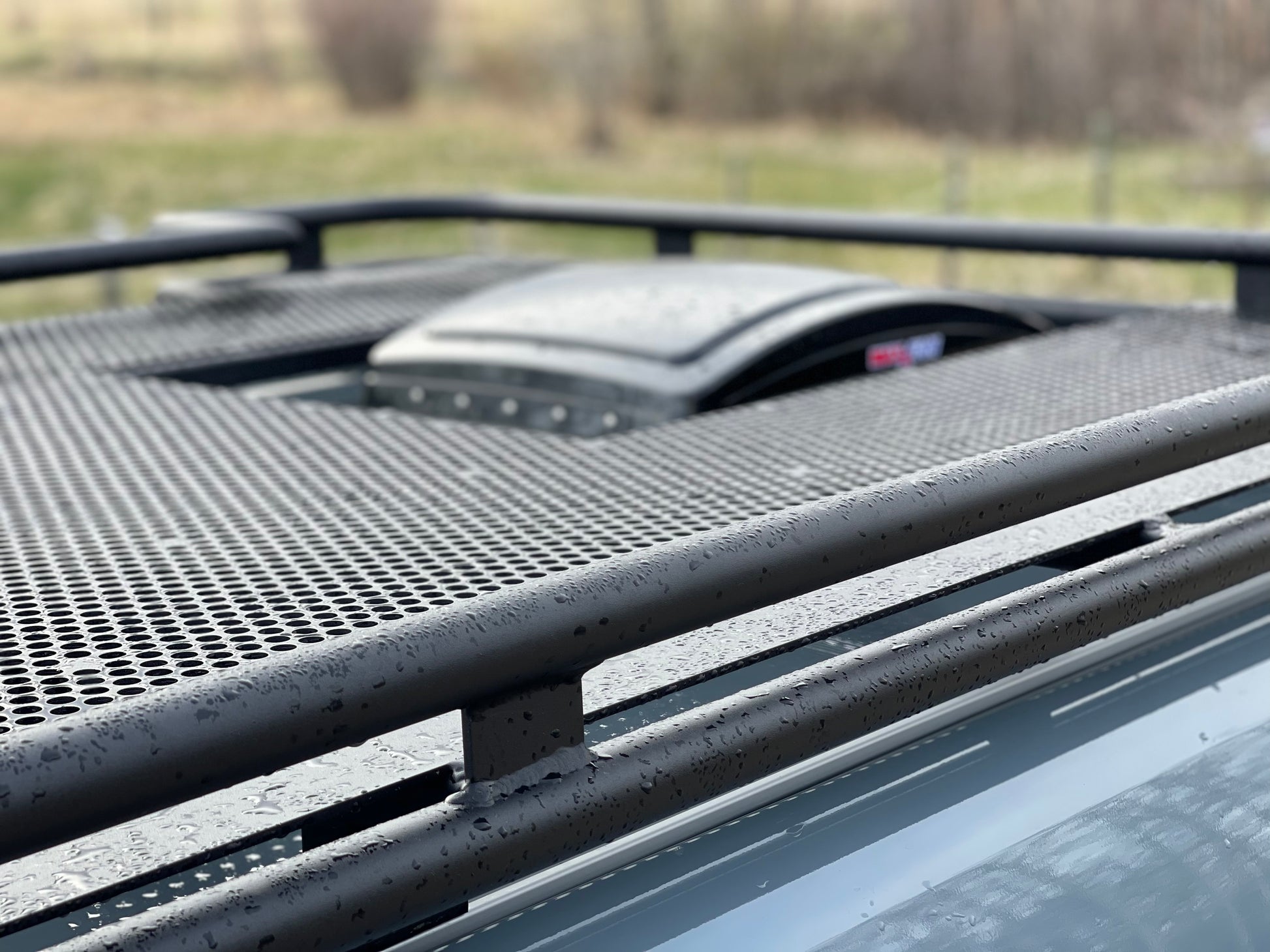 Close-up view of the Sprinter roof rack.