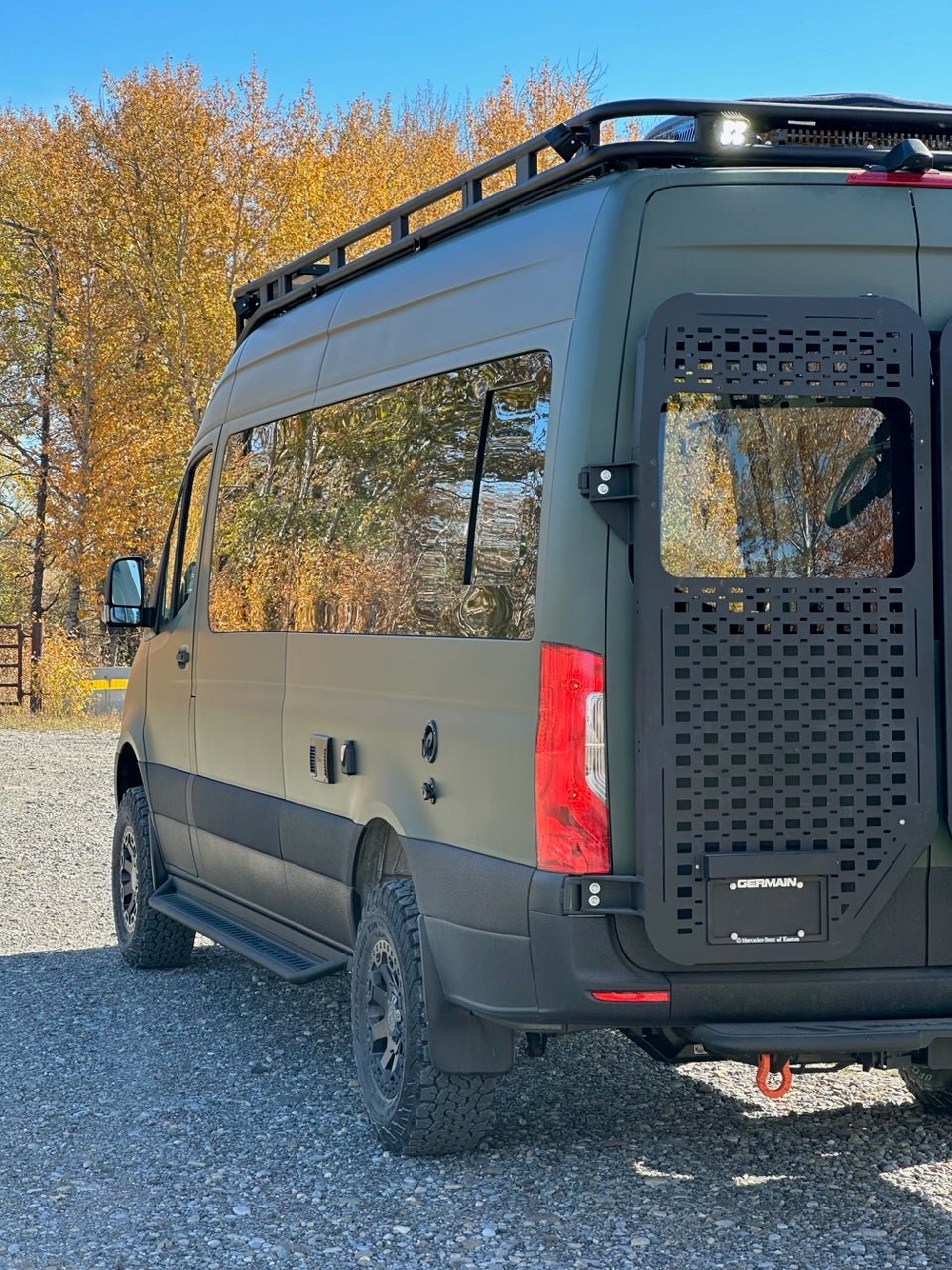 Sprinter Rear Door Storage: OX Rear Door Carrier System | Backland